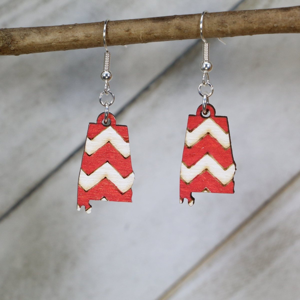 Alabama State Wooden Earrings | Southern Chevron Jewelry