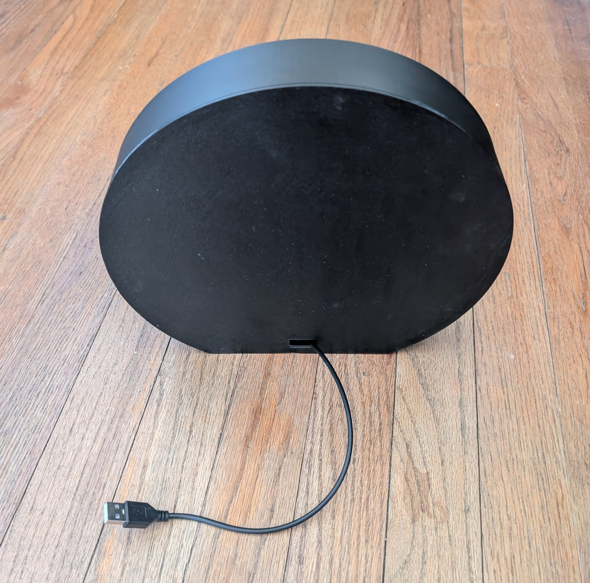 Back view of the black USB-powered Halloween LED table lamp