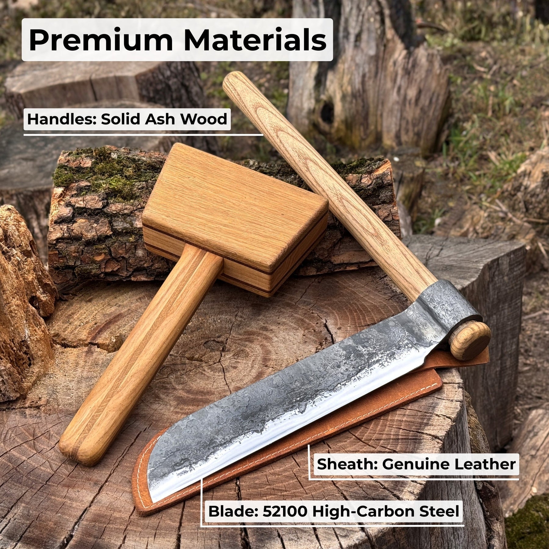 Splitting Froe with Wooden Mallet