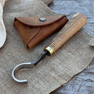 Spoon Carving Hook Knife, ⌀3 cm (1.2 inches) with Leather Case