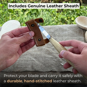 Spoon Carving Hook Knife, ⌀6 cm (2.36 inches) with Leather Case