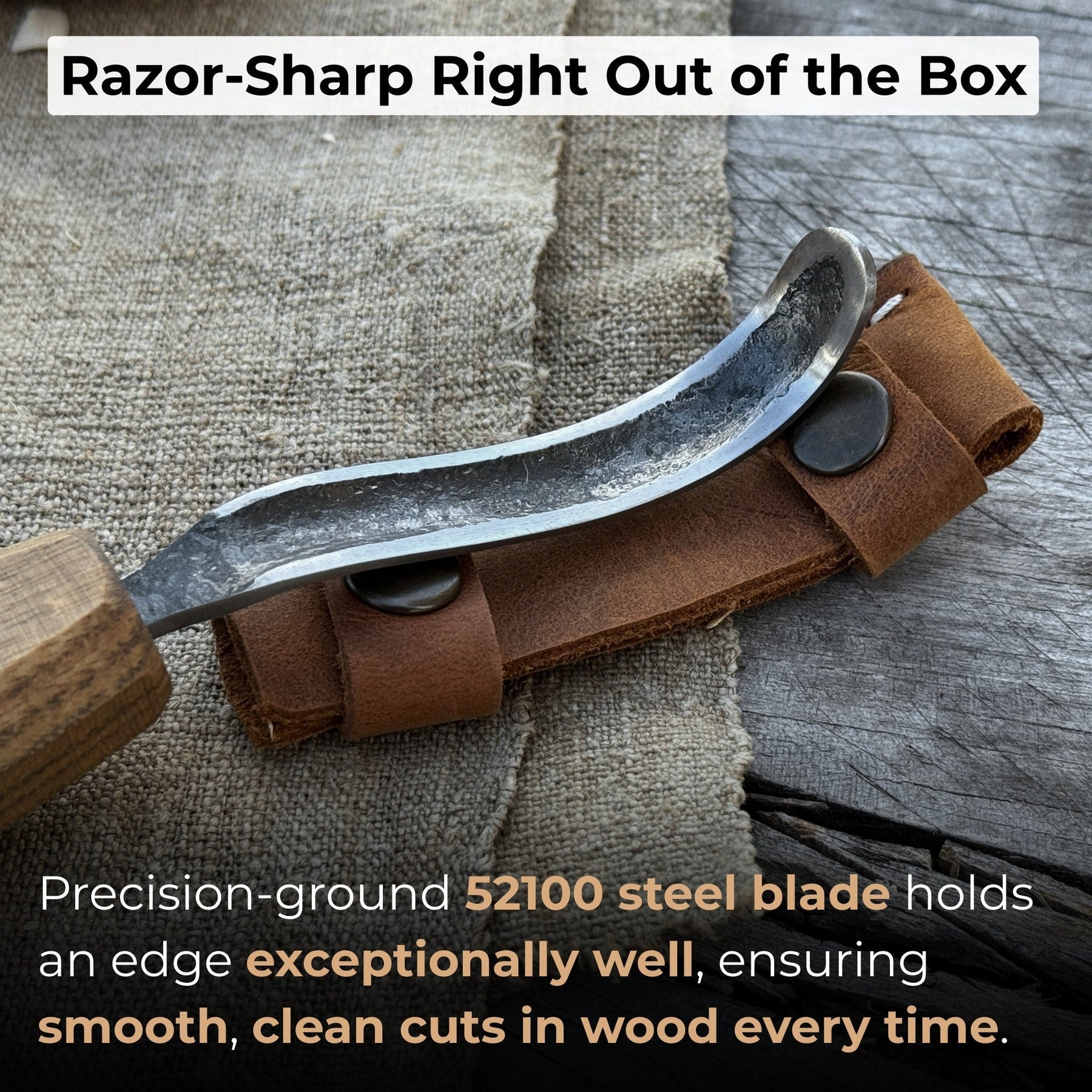 Spoon Carving Hook Knife – Long Curved Blade 7 cm (2.7 inches)