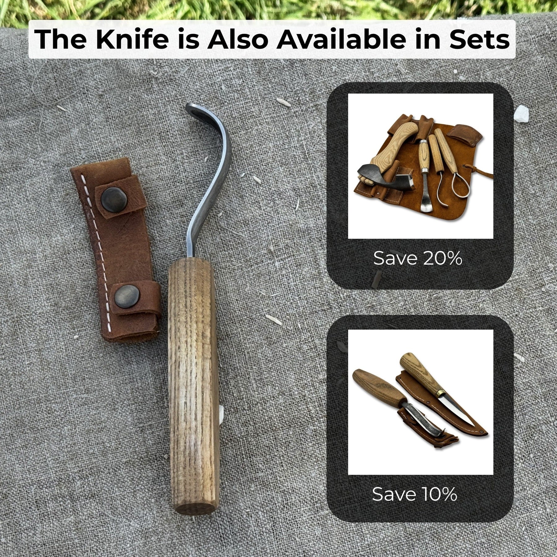 Spoon Carving Hook Knife – Long Curved Blade 7 cm (2.7 inches)