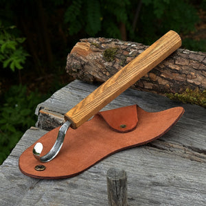 Spoon Carving Hook Knife with Leather Sheath, ⌀ 5.5 cm (2.16 inches)
