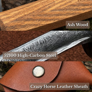 Spoon Carving Hook Knife with Leather Sheath, Blade 6 cm (2.36 inches)