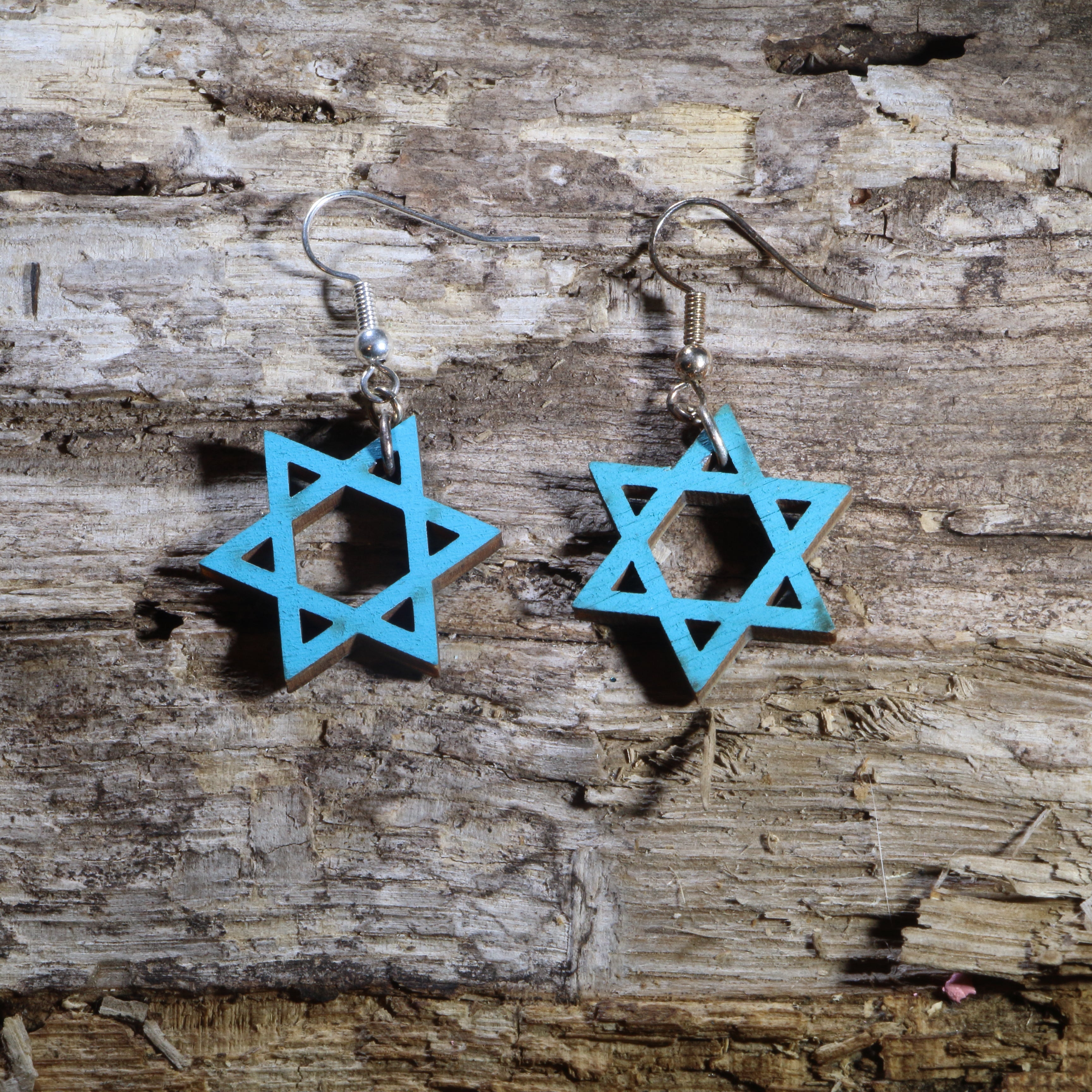 Star of David Wooden Dangle Earrings | Jewish Faith Jewelry