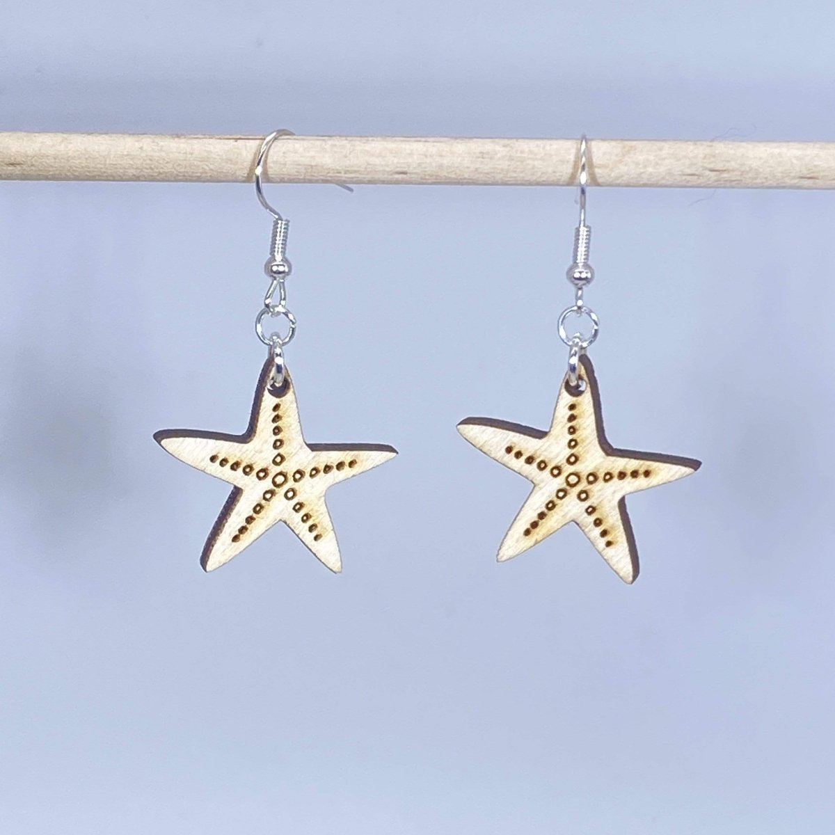 Starfish Wooden Dangle Earrings | Beach Ocean Jewelry