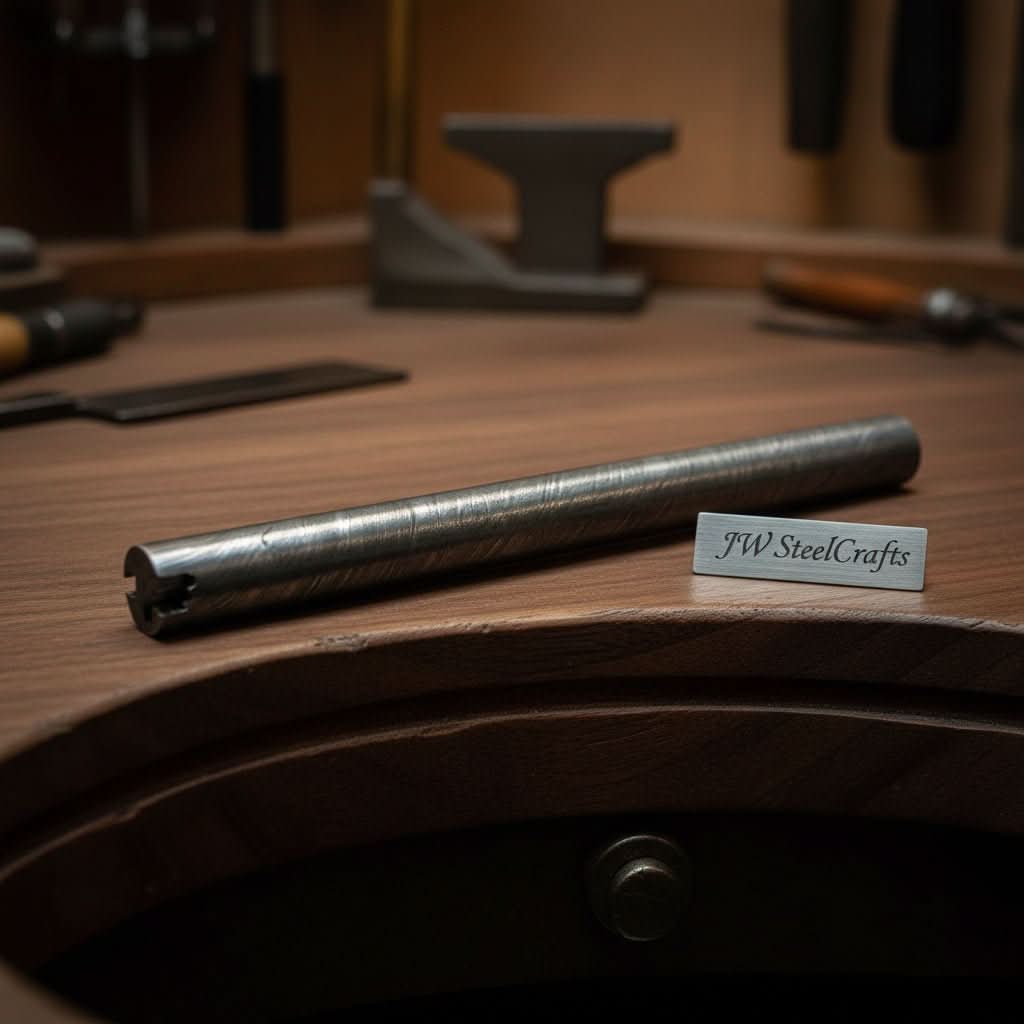 Damascus Steel Rod for Ring Making 10 Inch Round Damascus Bar Handmade Pattern Steel by JW SteelCrafts, handmade jewelry main product photo