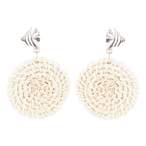 Sterling Silver Tan Rattan Statement Earrings