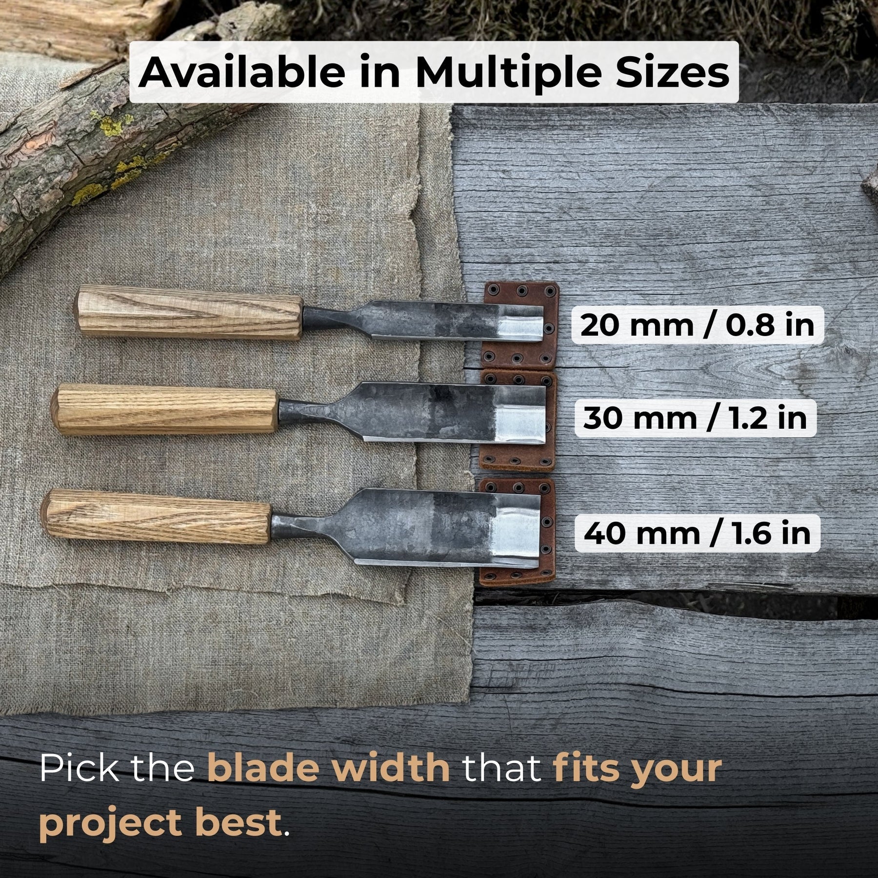 Straight Carving Gouge, 20 - 40 mm (0.8 - 1.6 inches)