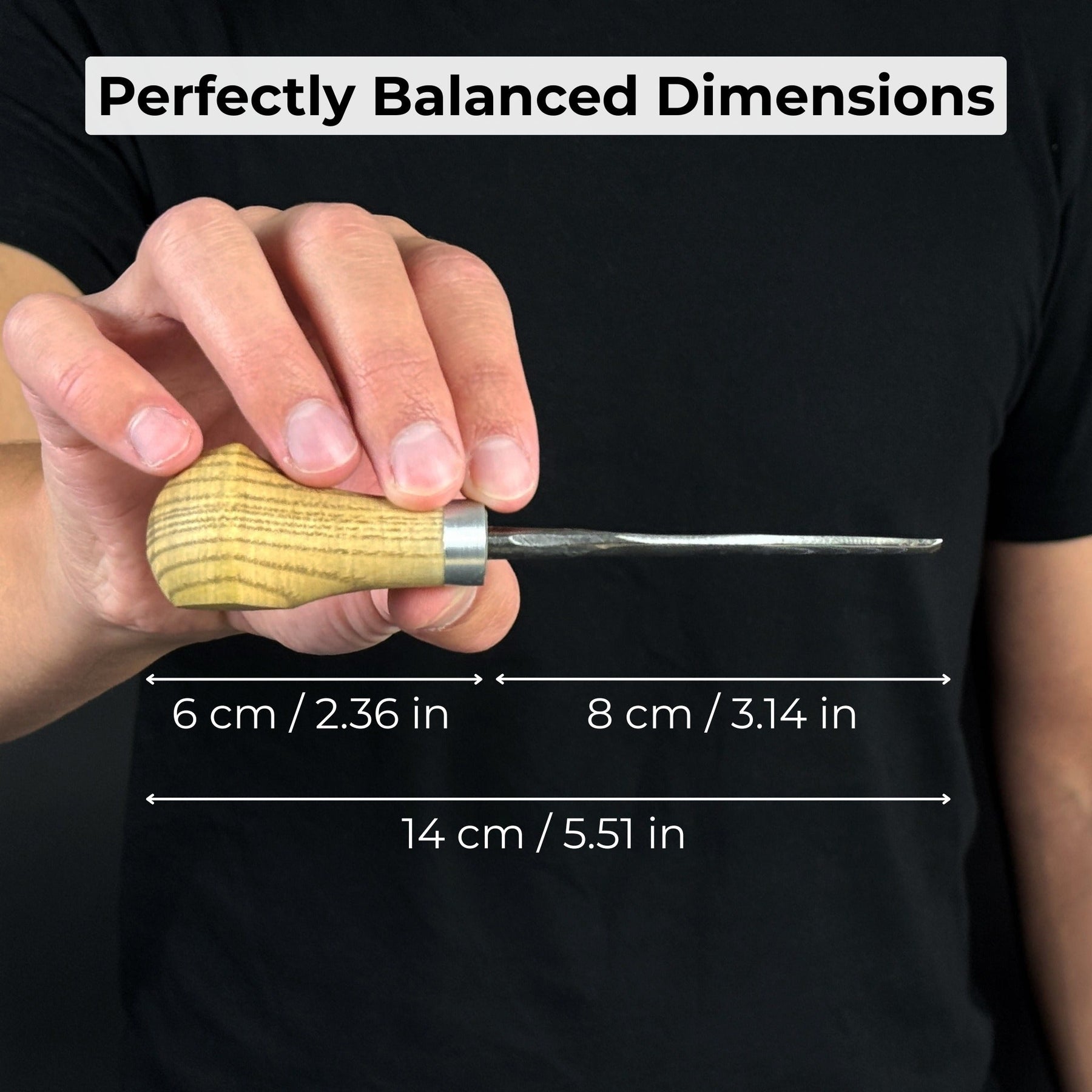 Straight Carving Gouge with Palm Handle, 5 - 12 mm (0.20 - 0.47 inches)
