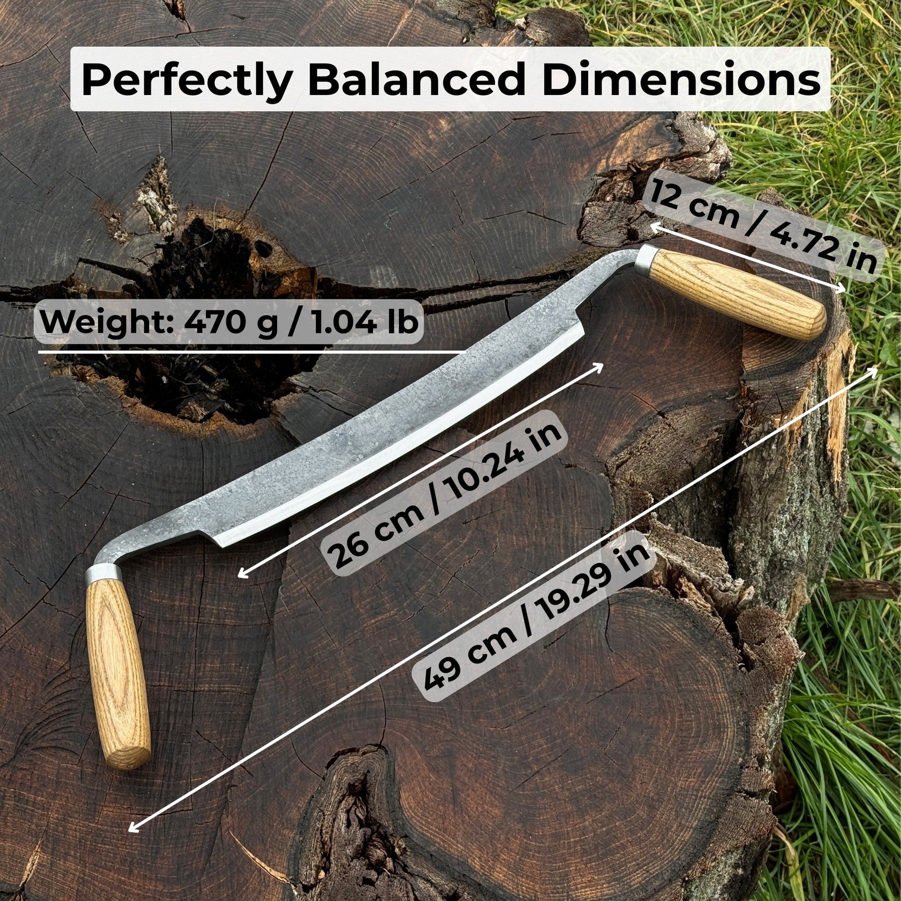 Straight Drawknife, 26 cm (10.2 inches) Cutting Edge