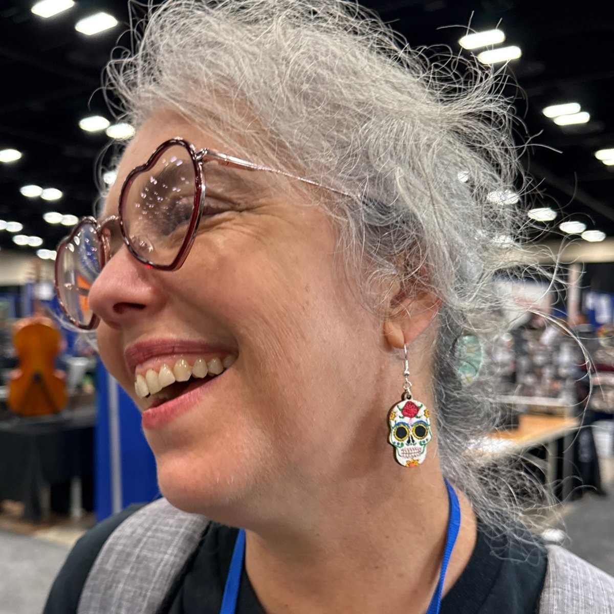 Sugar Skull Wooden Dangle Earrings | Day of the Dead Jewelry