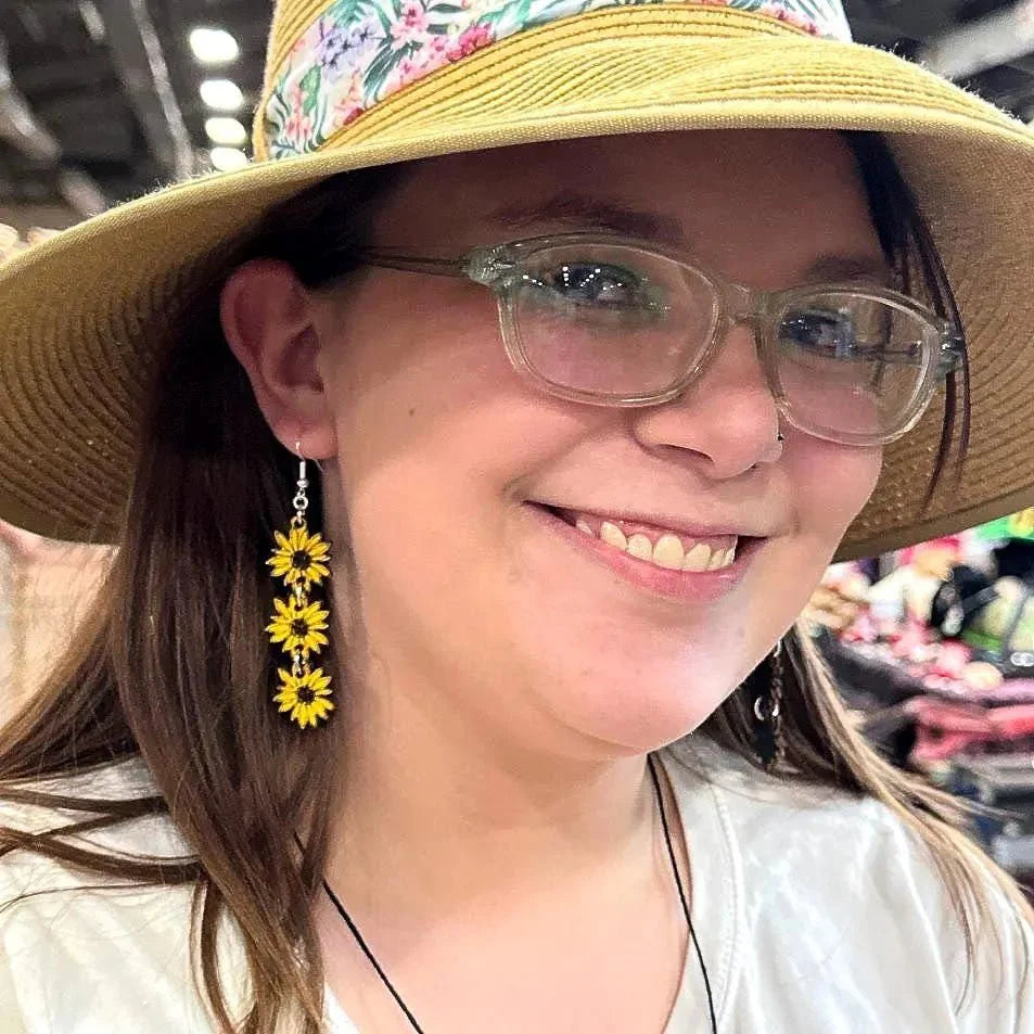 Sunflower Chain Wooden Earrings | Boho Floral Jewelry