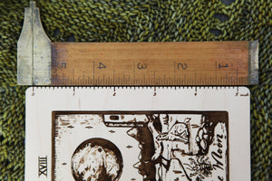 Maple Wood Moon Tarot Card Knitting Needle Gauge & 5" Ruler