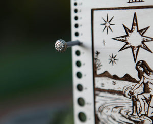 Maple Wood Moon Tarot Card Knitting Needle Gauge & 5" Ruler