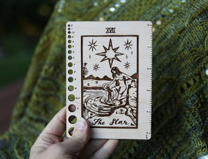 Maple Wood Moon Tarot Card Knitting Needle Gauge & 5" Ruler