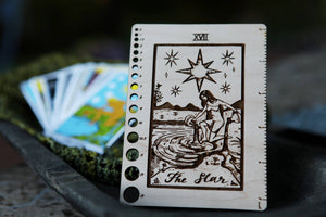 Maple Wood Moon Tarot Card Knitting Needle Gauge & 5" Ruler