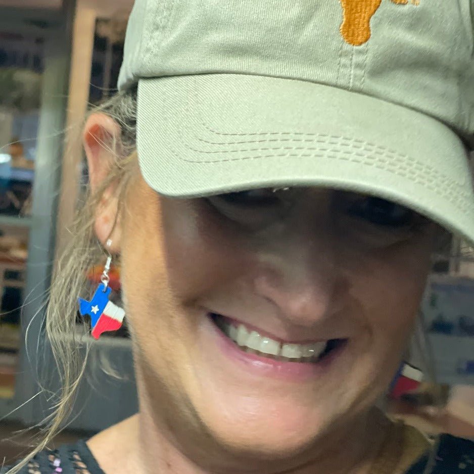 Texas State Flag Wooden Dangle Earrings | Patriotic Jewelry detail view by Cate's Concepts, LLC