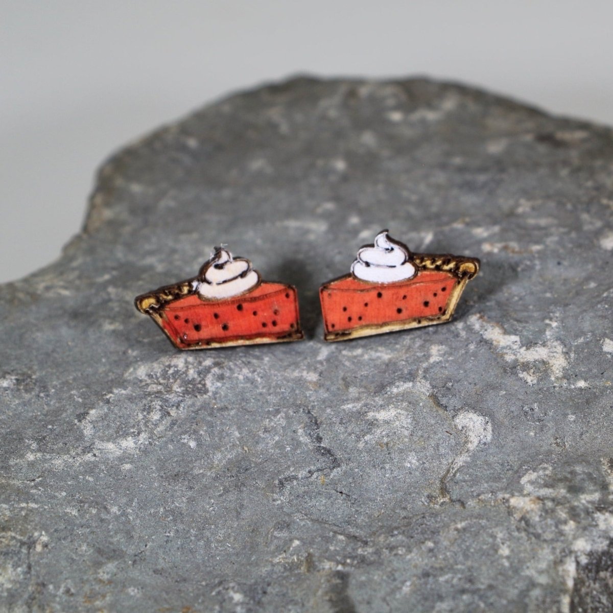 Pumpkin Pie Wooden Dangle Earrings | Thanksgiving Dessert Jewelry