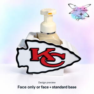 Kansas City Chiefs 3D printed interchangeable face with The Tween Space branding; choose face only or face with standard base