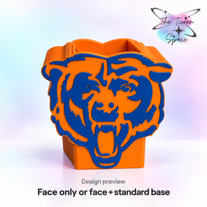 Chicago Bears 3D printed interchangeable face with The Tween Space branding; choose face only or face with standard base