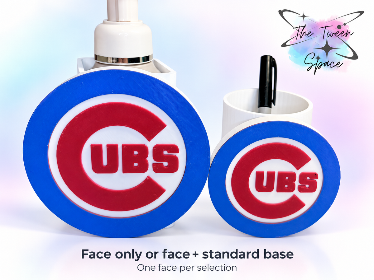 Chicago Cubs 3D printed interchangeable face by The Tween Space; choose face only or face with standard base