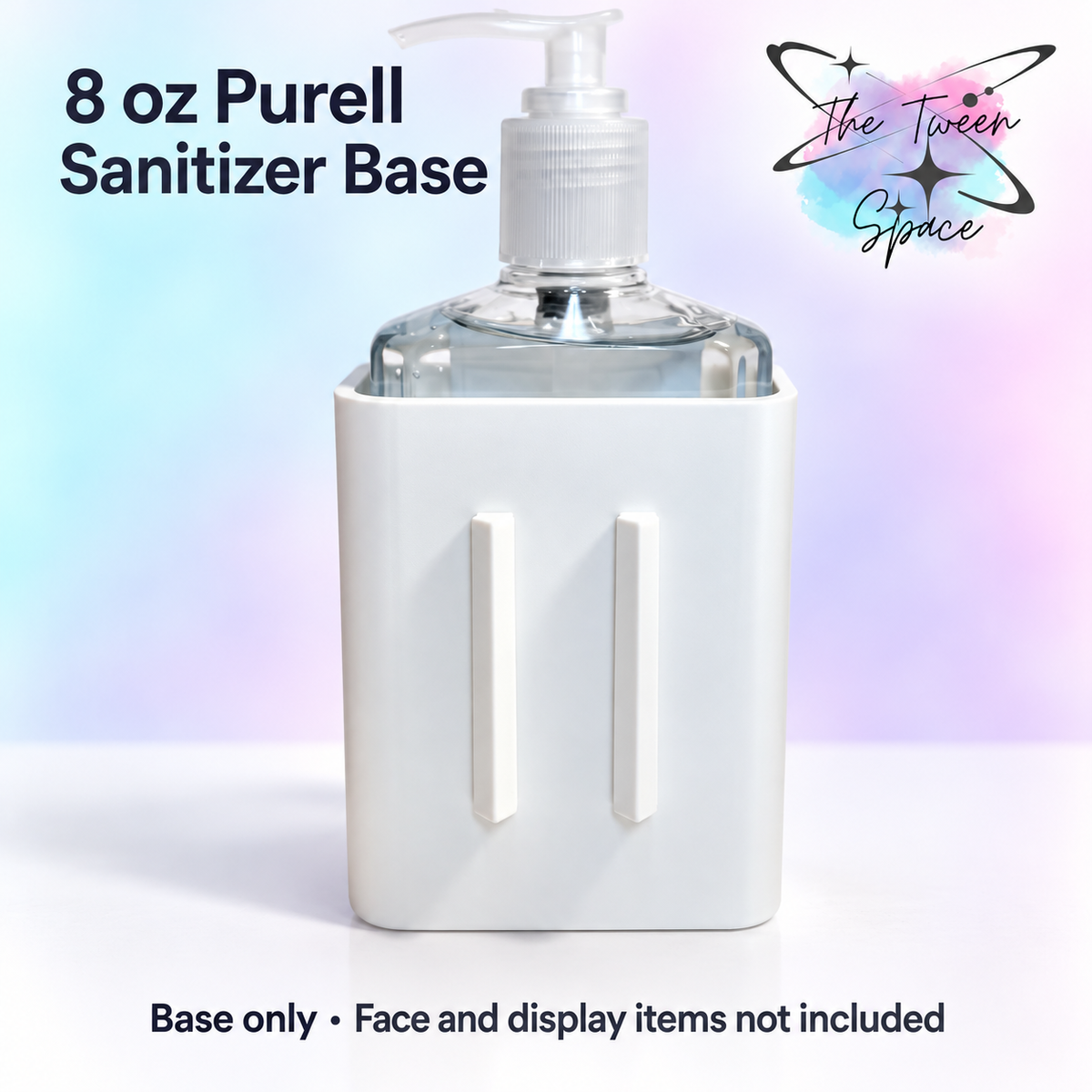 8 oz Purell Interchangeable Sanitizer Base with The Tween Space branding; decorative faces and display accessories not included