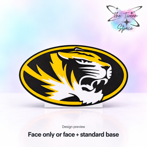 Missouri Tigers 3D printed interchangeable face with The Tween Space branding; choose face only or face with standard base