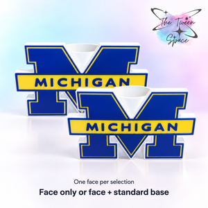 Michigan Wolverines 3D printed interchangeable face with The Tween Space branding; choose face only or face with standard base