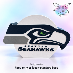 Seattle Seahawks 3D printed interchangeable face with The Tween Space branding; choose face only or face with standard base