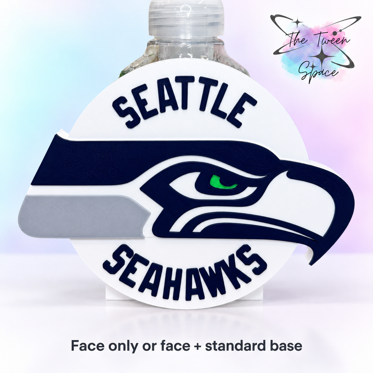 Seattle Seahawks – Curved Lettering 3D printed interchangeable face by The Tween Space; choose face only or face with standard base