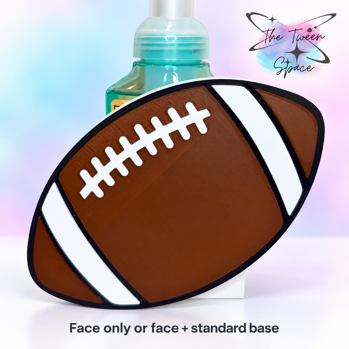Football 3D printed interchangeable face by The Tween Space; choose face only or face with standard base