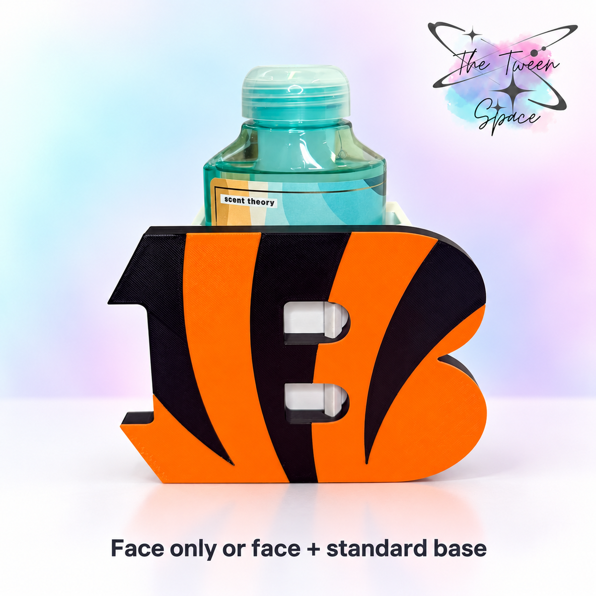 Cincinnati Bengals 3D printed interchangeable face with The Tween Space branding; choose face only or face with standard base