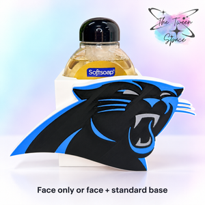 Carolina Panthers 3D printed interchangeable face with The Tween Space branding; choose face only or face with standard base