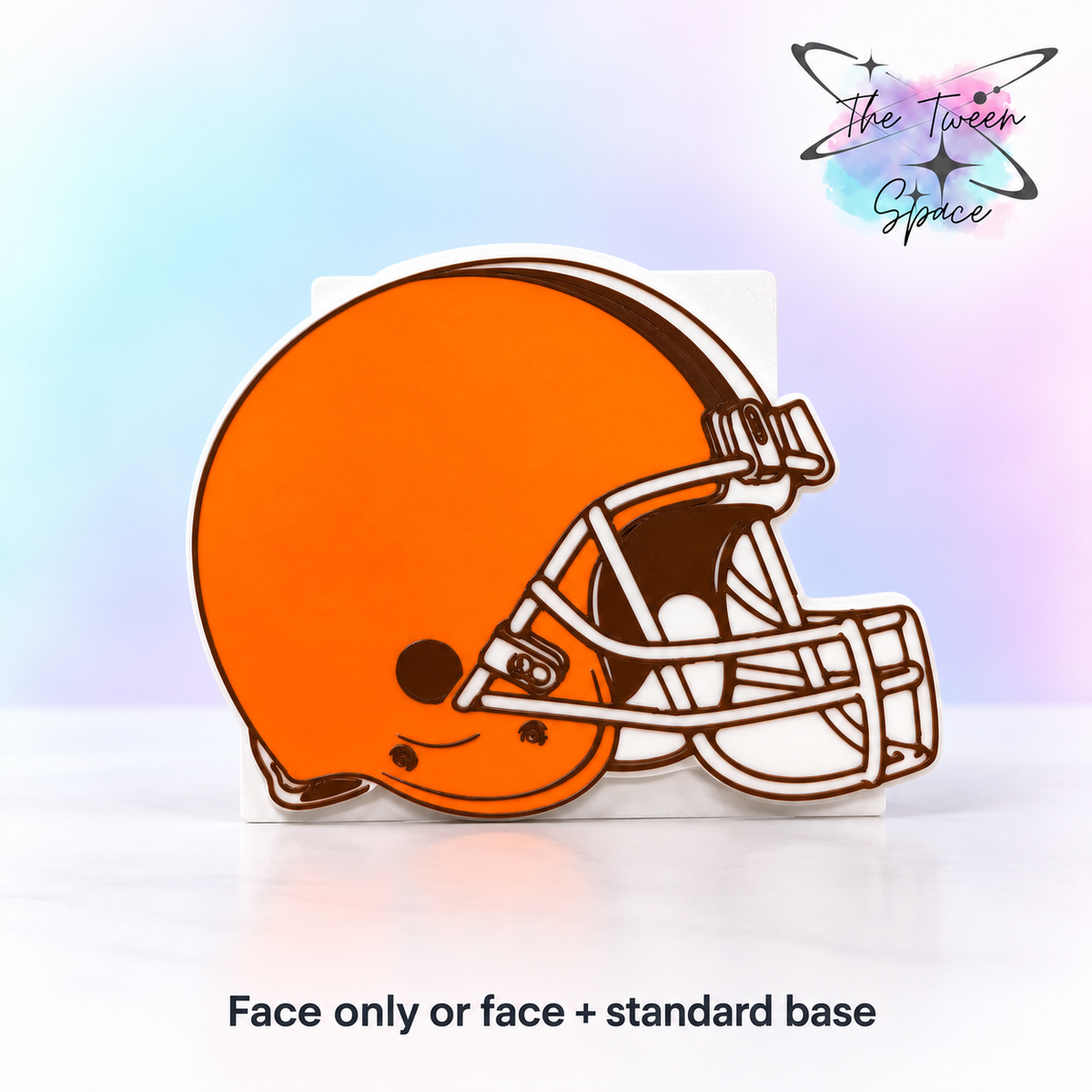 Cleveland Browns - Helmet 3D printed interchangeable face with The Tween Space branding; choose face only or face with standard base