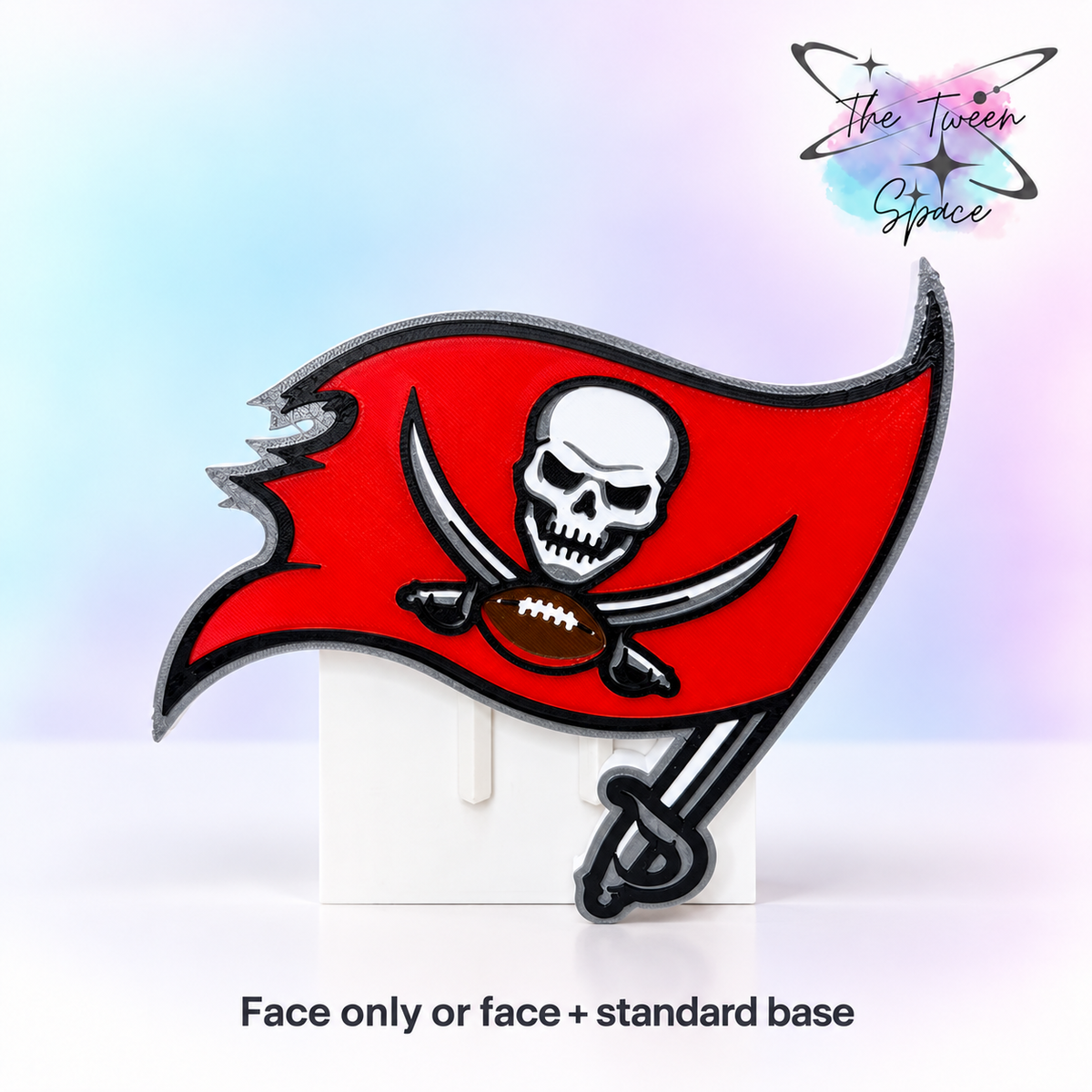 Tampa Bay Buccaneers - Flag 3D printed interchangeable face with The Tween Space branding; choose face only or face with standard base
