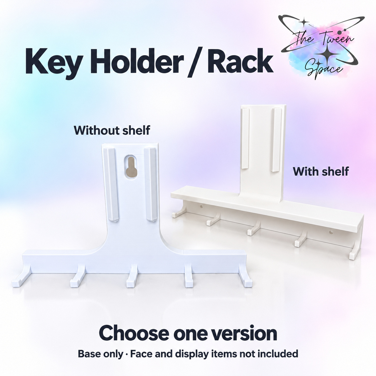 Interchangeable Key Holder and Rack Base with The Tween Space branding; decorative faces and display accessories not included