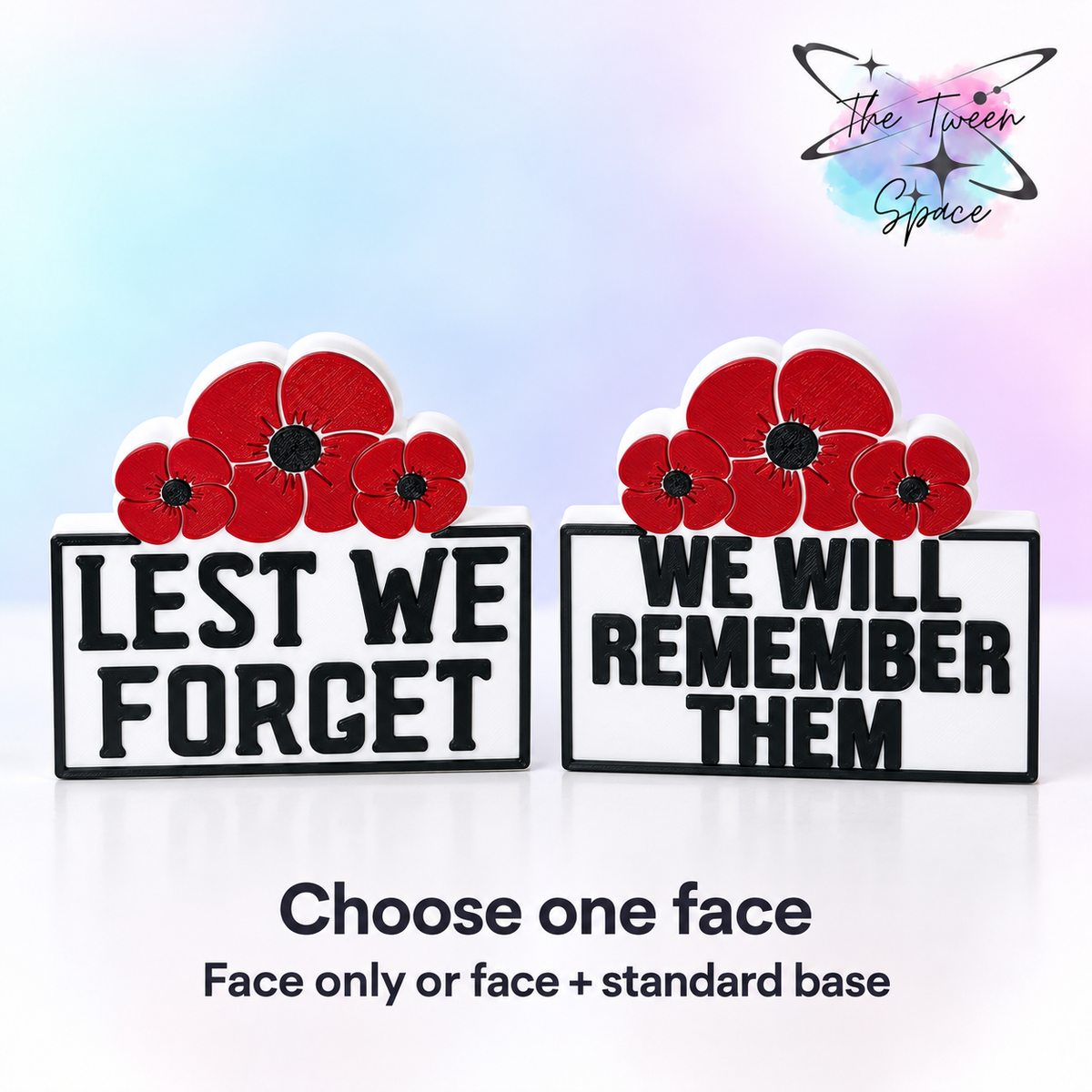 Remembrance Poppies Interchangeable Face by The Tween Space; choose one pictured design