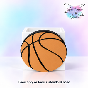 Basketball 3D printed interchangeable face with The Tween Space branding; choose face only or face with standard base