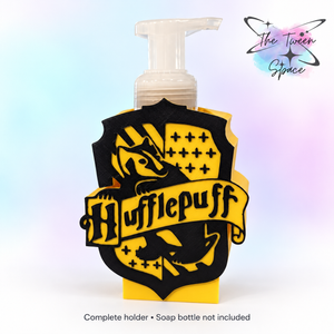 Hufflepuff soap holder with The Tween Space branding; soap bottle shown for display and not included