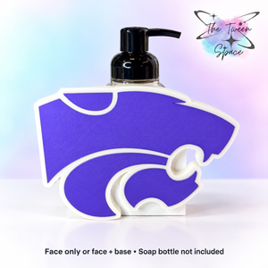 Kansas State Wildcats interchangeable face by The Tween Space; choose face only or face plus a standard soap-holder base. Soap bottle is for display only.