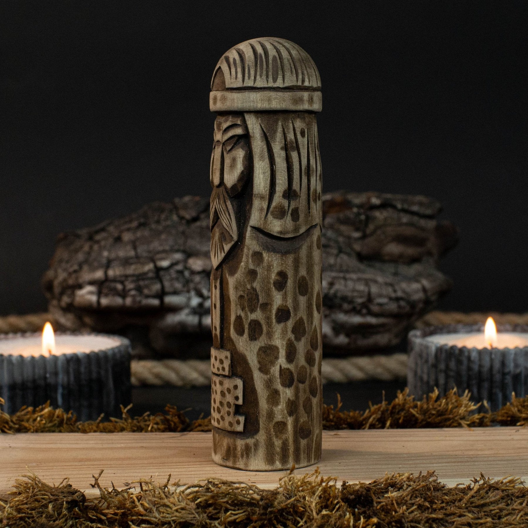 Thor Wooden Figurine – 14 cm (5.7 inches) Hand-Carved Norse God of Thunder and Strength