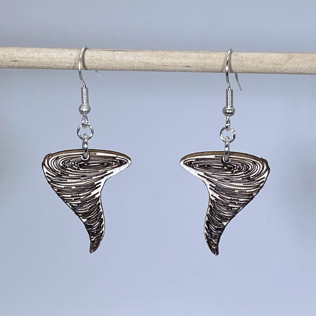 Tornado Wooden Dangle Earrings | Storm Weather Jewelry
