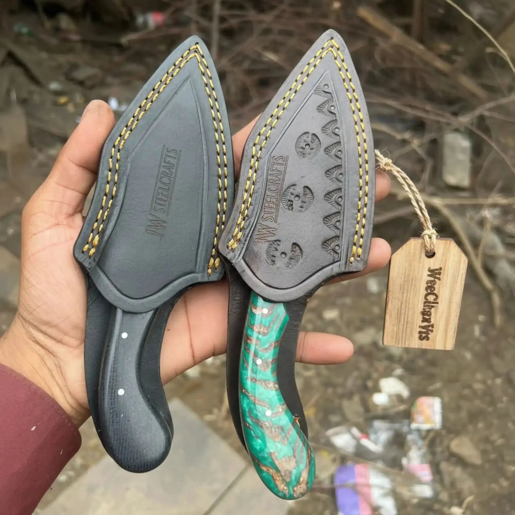 Wide Blade Skinner Knife Set High Carbon Steel Fixed Blade Knives detail view by JW SteelCrafts