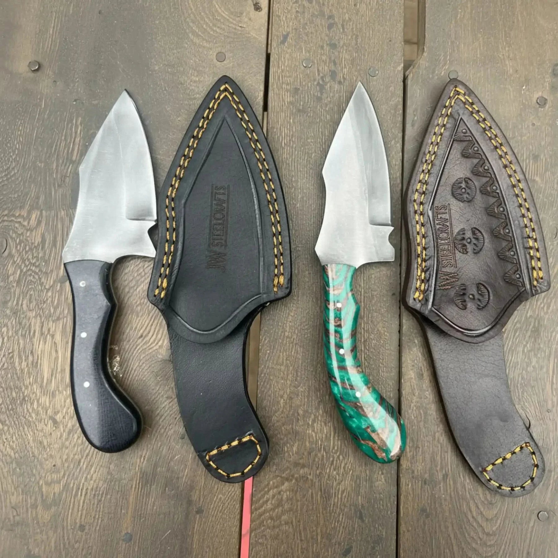 Wide Blade Skinner Knife Set High Carbon Steel Fixed Blade Knives by JW SteelCrafts
