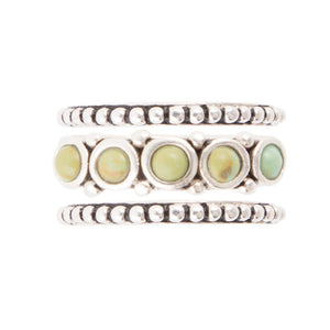 Triple Play Blue Turquoise and Sterling Silver Stack Ring