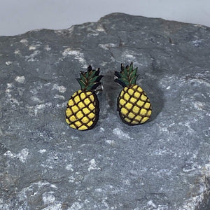Pineapple Wooden Dangle Earrings | Tropical Fruit Jewelry