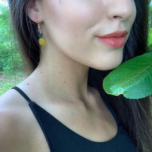 Pineapple Wooden Dangle Earrings | Tropical Fruit Jewelry