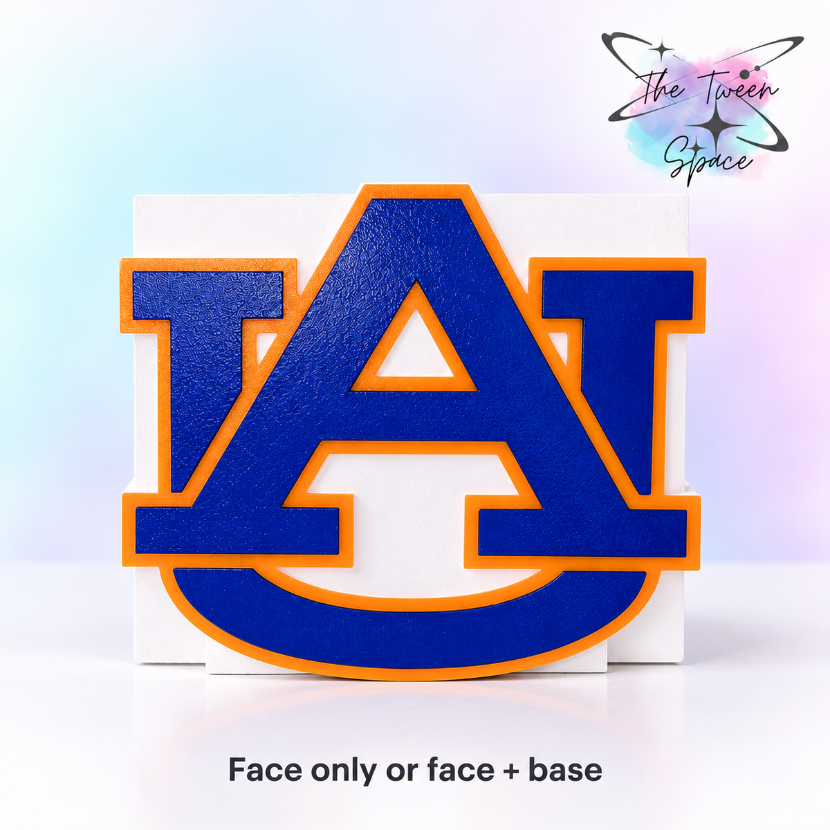 Auburn University interchangeable face in blue and orange on a white base.